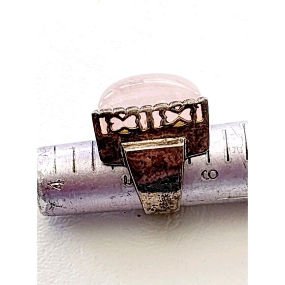 A.S Israel Sterling 925 Silver Large Rose Quartz Statement Ring Sz 5 22.42g - Picture 5 of 6